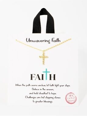 Gold Cross Pendant Necklace - Faith Card